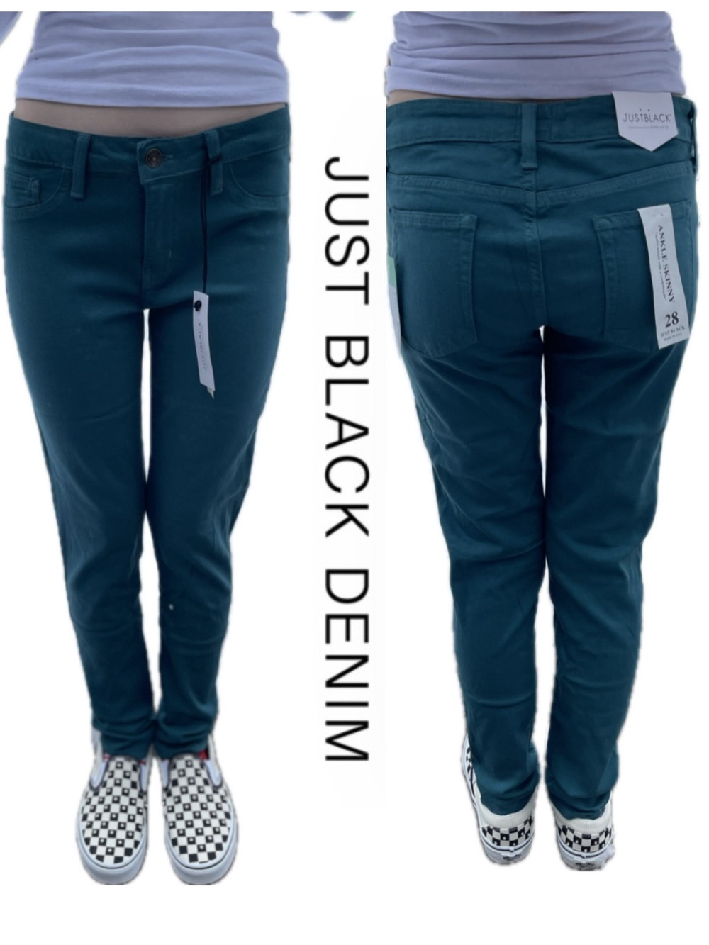 NWT Stitch Fix Addison Teal Caribbean Green Ankle Skinny Soft Jeans Just Black 6